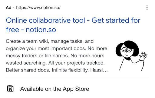 an app extension on a google ad