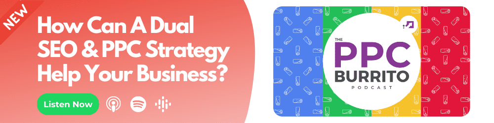 a banner advertising a podcast featuring the PPC burrito