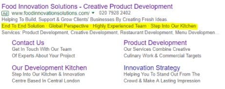 a callout extension highlighted on a google ad