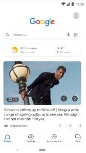 an ad shown on the google search app