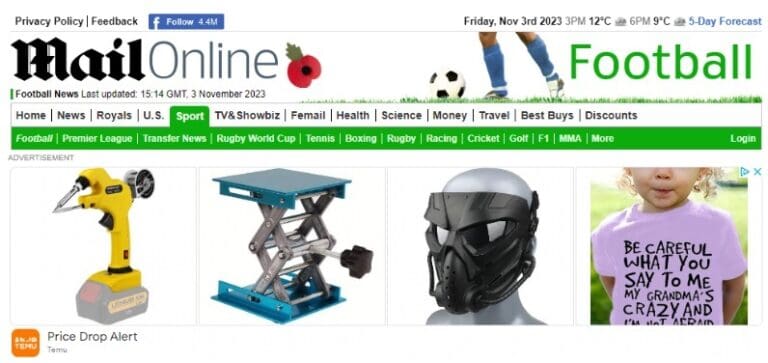 an example of a display ad on the Mail Online website