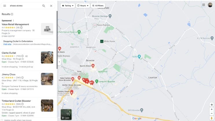 an ad in the Google Maps stack