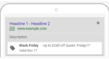 a promotion extension on a google ad