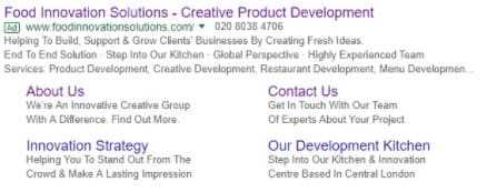 a sitelink extension shown on the Google SERP page