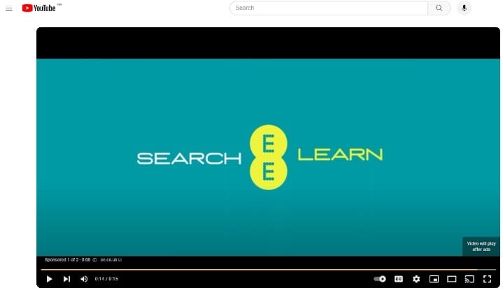 a video ad running on youtube