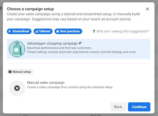 Facebook Advantage Campaign setup